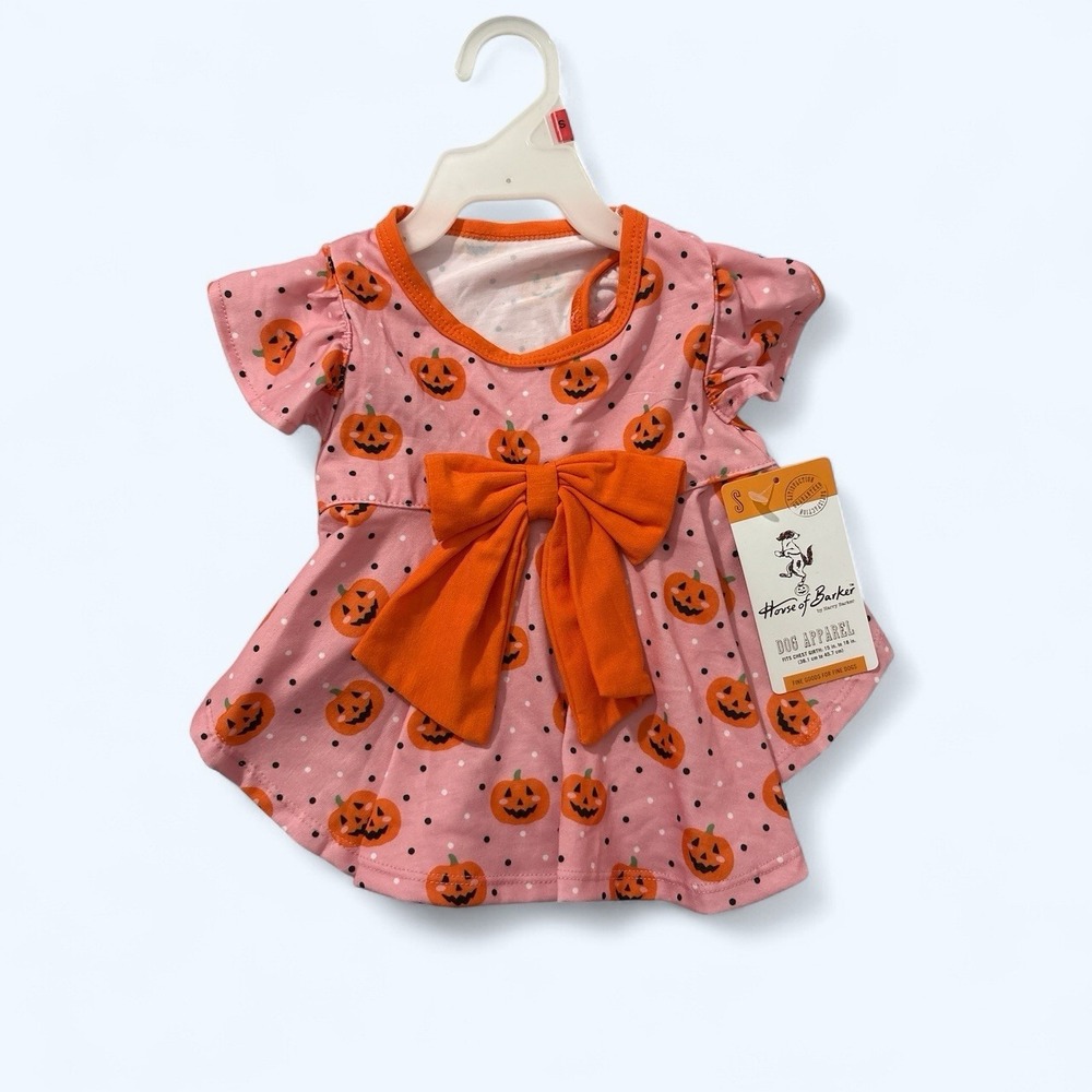 PUMPKIN DRESS DOG CLOTHING PINK ORANGE SMALL
